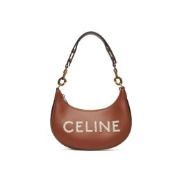 CELINE 아바 송아지 가죽 숄더 백, 핸드백, 숄더 백 여성 브라운