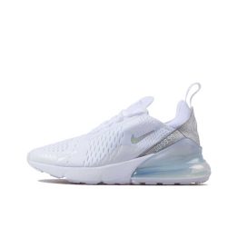 나이키 에어 Max 270 메탈릭 서밋 화이트 로우탑 러닝 신발 여성 화이트 실버