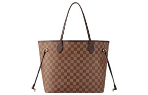 LOUIS VUITTON NEVERFULL 코팅 캔버스 및 소가죽 트림 토트 가방, 쇼핑백, 숄더 백, 핸드백 M 여성 브라운 L31*W14*H28cm