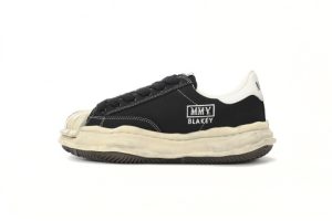 메종 미하라 야스히로 블레이키 OG 다이드 캔버스 로우탑 스니커즈 블랙 A13FW728-BLACK