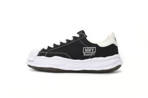 메종 미하라 야스히로 블레이키 OG 솔 캔버스 로우탑 스니커즈 블랙 화이트 A08FW735-BLACK